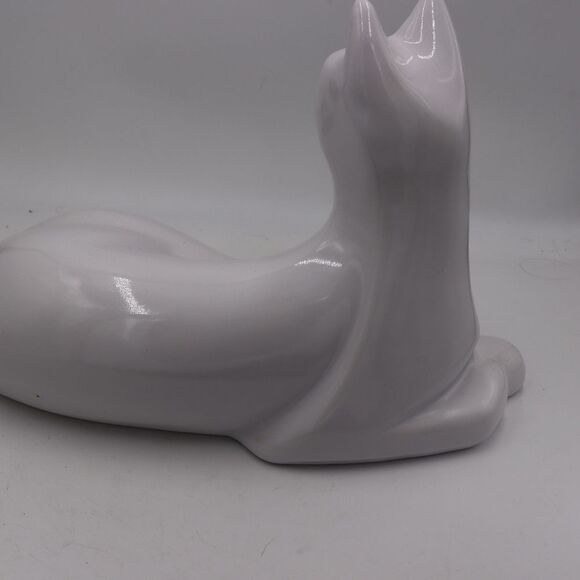 Haeger Vintage Large White Art Deco Cat Statue 2nd - Picture 5 of 11